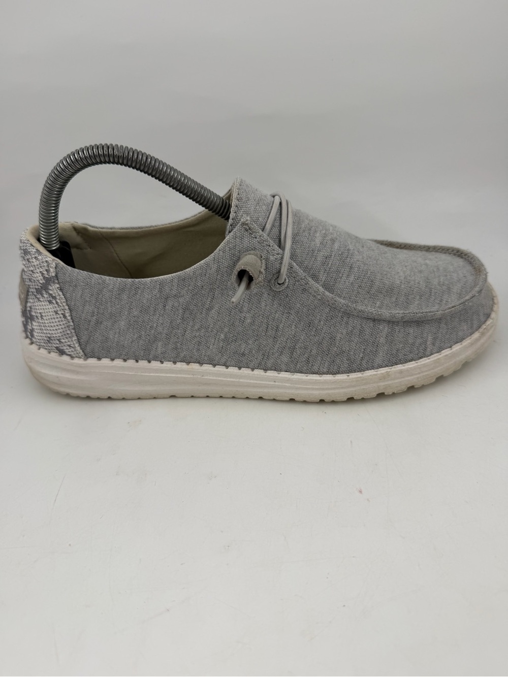 Hey Dude Women’s Wendy-SZ 9-Stretch Fleece Grey Snake Print Heels Shoes Sneakers